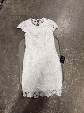 Lulu's White Floral Lace Mini Dress